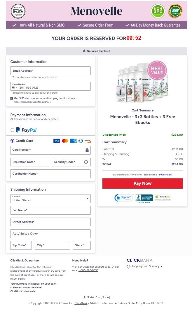 Menovelle Official Website Secure Order Page